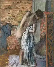 Après le bain, femme s'essuyantpastel sur papierCollection privée, Vente 2013