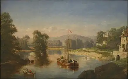 École française du XIXe&nbsp;siècle, Paysage de Loire avec gabarre.