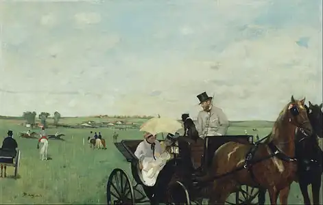 Aux courses en province, v. 1872, huile sur toile, 36,5&nbsp;×&nbsp;55,9&nbsp;cm, Musée des Beaux-arts de Boston.