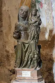 Sainte Anne, la Vierge et l'Enfant (XVe&nbsp;siècle), église Notre-Dame-du-Gourg de Sainte-Enimie.