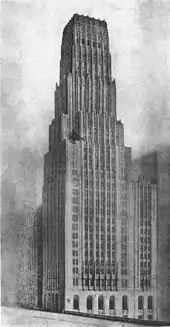 Plan de la Tribune Tower d'Eliel Saarinen&nbsp;(en) (1922).