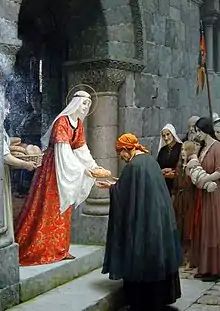 La charité de sainte Élisabeth,Edmund Blair Leighton (1915),Collection de Fred et Sherry Ross.