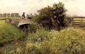 Exemple de grand fossé de drainage de la plaine flamande, tels qu'ils existaient au XIXe&nbsp;siècle.