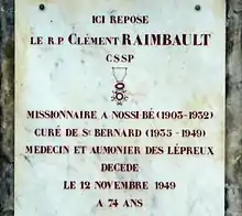Épitaphe du Père Raimbault
