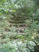 L'escalier taillé à même la roche sur le piton d'Aniort.