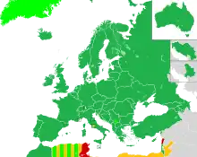Carte des pays ayant déjà participé au Concours.