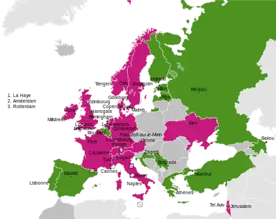 Carte des villes hôtes du Concours.