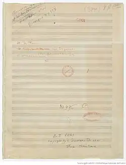 page de titre du manuscrit autographe