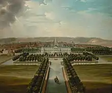 Peinture du château au XVIIIe&nbsp;siècle (vue depuis les jardins), artiste anonyme, conservée au Musée lorrain de Nancy.