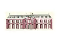 Reconstitution de la façade du château de Cherperine à partir du dessin sur deux feuilles.