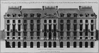 Elévation du Château-Neuf du côté du parterre. Mariette, vers 1715.