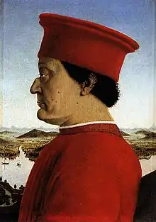Le duc d’Urbino, Frédéric&nbsp;III de Montefeltro.