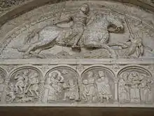 Détails de Niccolò de la cathédrale de Ferrare.