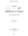 Studi dalla criminalità in Francia dal 1826 al 1878, 1881