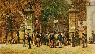 Heure de la pause pendant le travail sur l'Exposition de 1881 (1887).