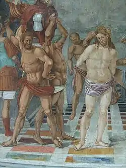 La Flagellation du Christ, détail de fresque (1500-1510).