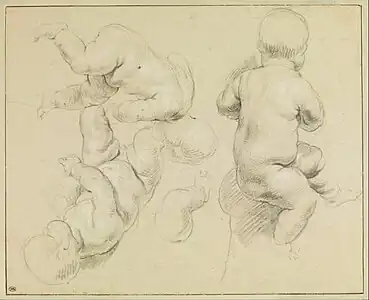 Études d'enfants nus et d'une jambe, entre 1618 et 1643, Paris, musée du Louvre.
