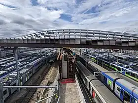 Le franchissement urbain Pleyel au-dessus des voies du technicentre du Landy.
