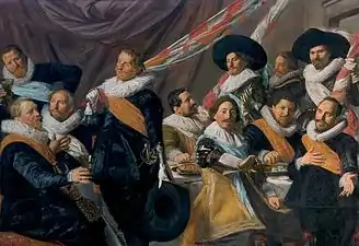 Banquet des officiers du corps des archers de Saint-Georges, 1627, huile sur toile, 179&nbsp;x 257,5&nbsp;cm (musée, Haarlem).