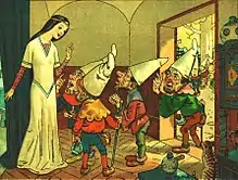 Illustration de Blanche-Neige avec les sept nains de Franz Jüttner (1905).