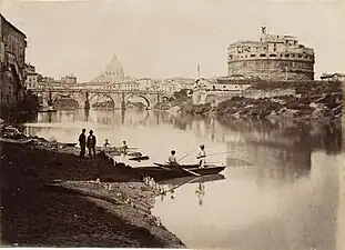 Rome. Vue générale du pont et du château Saint-Ange.