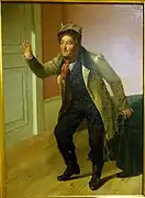 Friedrich Möller dans le rôle de Schuster Knierrim dans Der böse Geist Lumpacivagabundus de Johann Nepomuk Nestroy,Huile sur toile,Musée d'État de Brunswick.