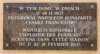 Plaque à la mémoire de Napoléon&nbsp;Ier