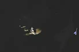 Descente finale vers Vignec à la lumière des lampes frontales pour une partie des coureurs des parcours de 80&nbsp;km et 160&nbsp;km.