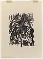 Geburt der Wölfe, 1913, xylographie (24,4&nbsp;×&nbsp;18,4&nbsp;cm), musée Solomon R. Guggenheim (New York).
