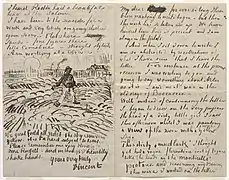 Lettre à John Peter Russell, 1888, crayon rouge et encre sur papier tissé, 20,3&nbsp;×&nbsp;26,3&nbsp;cm, New York, musée Solomon R. Guggenheim.
