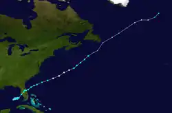 Parcours de l'ouragan Gabrielle