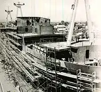 En 1970 le chantier naval.