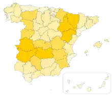 Nombre de têtes, par province, lors du recensement de 1999.