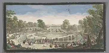Le château de Saint-Cloud depuis le bassin des 24 jets, début du XVIIIe&nbsp;siècle.