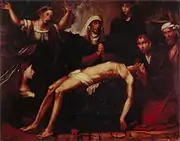 Piéta, huile sur panneau de bois.