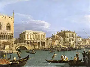 Canaletto, vers 1735-39, Vue sur la Riva degli Schiavoni, 47&nbsp;×&nbsp;63&nbsp;cm. Musée d'art de Toledo, USA