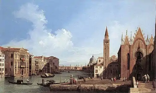 1727-1728Le Grand Canal regardant à l’est de la Carità Royal CollectionAujourd'hui entrée de l'Accademia