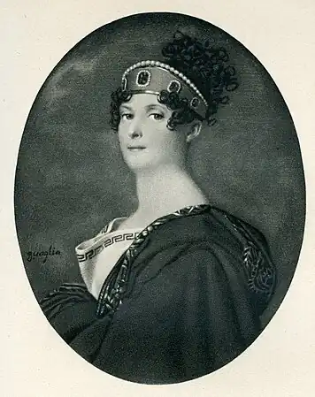 Peinture. Portrait de Giuseppina Grassini par Ferdinand Quaglia. Début XIXe&nbsp;siècle.
