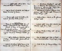  Page manuscrite nette et organisée du journal de William Godwin.