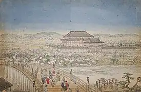 Bâtiment du Hōkō-ji abritant le Grand Boudddha de Kyōto, construit en 1612, détruit en 1798.