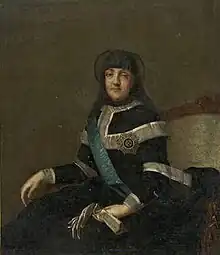 Portrait de femme, en habits noirs.