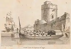 Le grand canot d'un vaisseau de ligne au début du XIXe&nbsp;siècle.