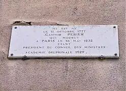 Plaque dédiée à Casimir Périer