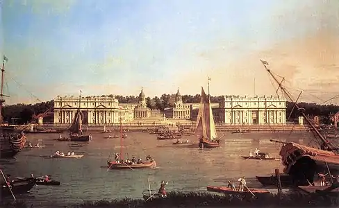 Hôpital de Greenwich de la rive nord de la Tamise,Canaletto, 1750-1752,National Maritime Museum.