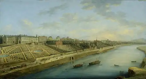 Quai vers 1750 face au château de Boulainvilliers.