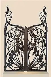 Grille Art nouveau "Calla palustris et sagittaires" réalisée en 1902