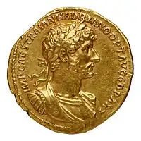 Aureus d'Hadrien. Frappé à Rome en 117-118 EC.BnF, département Monnaies, médailles et antiques