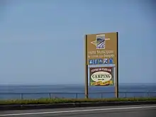 Le panneau de l'Halte municipale de l'Anse aux Basques, à côté de l'Anse aux Basques.