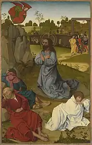 Christ au Mont des Oliviers (dos: Archange Michel avec le dragon), vers 1465, Bavarian State Painting Collections&nbsp;(en).