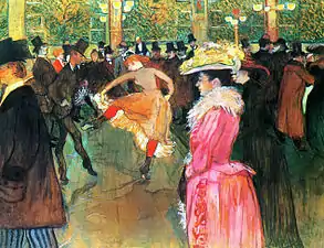 Bal au Moulin-Rouge (1890), huile sur toile (100,5&nbsp;×&nbsp;150&nbsp;cm), Philadelphie, Philadelphia Museum of Art.
